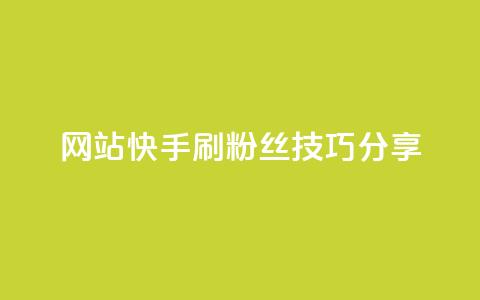 网站快手刷粉丝技巧分享 第1张 网站快手刷粉丝技巧分享 第1张