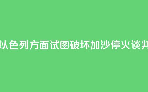 哈马斯官员:以色列方面试图破坏加沙停火谈判进程 第1张 哈马斯官员:以色列方面试图破坏加沙停火谈判进程 第1张
